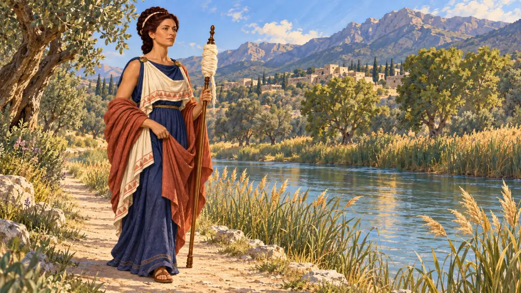 Η Λήδα περπατά στην όχθη του Ευρώτα.